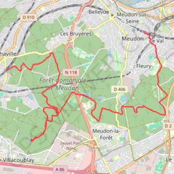 Itinéraire Randonnée en Forêt de Meudon, distance, dénivelé, altitude, carte, profil, trace GPS