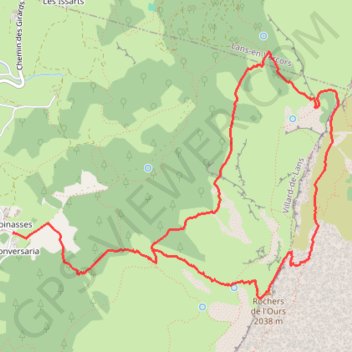 Itinéraire Les Rochers de l'Ours depuis les Espinasses, distance, dénivelé, altitude, carte, profil, trace GPS