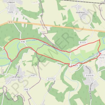 Itinéraire Avre et Meuvette - Acon, distance, dénivelé, altitude, carte, profil, trace GPS