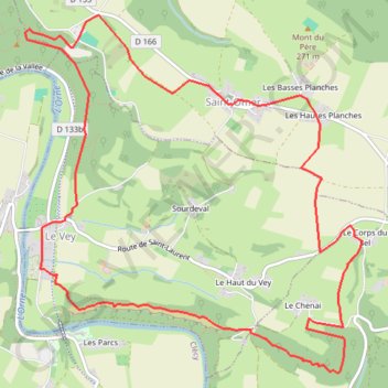 Itinéraire Les rochers de Clécy - Clécy, distance, dénivelé, altitude, carte, profil, trace GPS