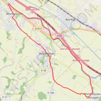 Itinéraire Ayguevisves depuis le Canal du Midi, distance, dénivelé, altitude, carte, profil, trace GPS