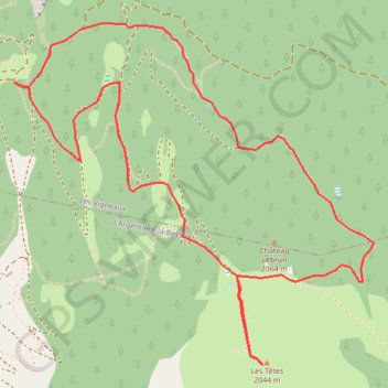 Itinéraire Les Têtes par le Lac des Charbonnières, distance, dénivelé, altitude, carte, profil, trace GPS