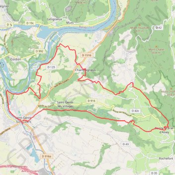 Itinéraire St-Genix_24_Rouge, distance, dénivelé, altitude, carte, profil, trace GPS