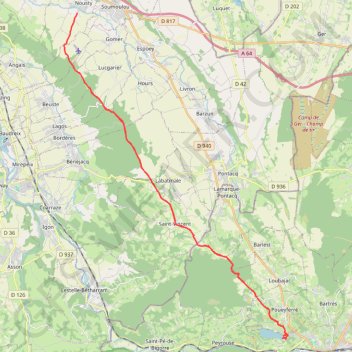 Itinéraire Nousty-Lourdes-Nousty Chemin Henri IV, distance, dénivelé, altitude, carte, profil, trace GPS