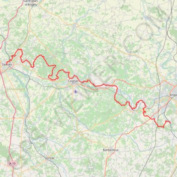 Itinéraire GR 4 : De Saintes (Charente-Maritime) à Mouthiers-sur-Boëme (Charente), distance, dénivelé, altitude, carte, profil, trace GPS