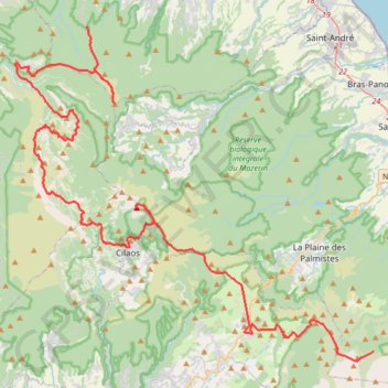 Itinéraire 🚶 Trace de la grande traversée de la Réunion, distance, dénivelé, altitude, carte, profil, trace GPS