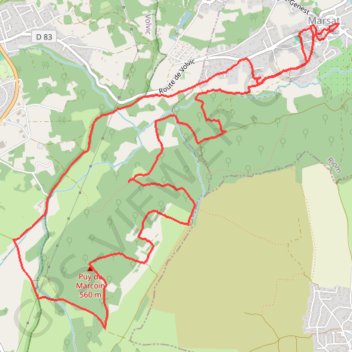 Itinéraire 2024-03-03_14-02_Sun, distance, dénivelé, altitude, carte, profil, trace GPS