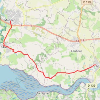 Itinéraire Muzillac / Arzal, distance, dénivelé, altitude, carte, profil, trace GPS