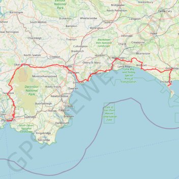 Itinéraire Tour de la petite Manche Angleterre, distance, dénivelé, altitude, carte, profil, trace GPS