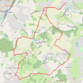 Itinéraire Fleurieux sur l'Arbresle, distance, dénivelé, altitude, carte, profil, trace GPS