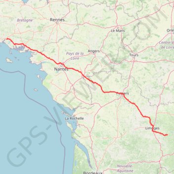 Itinéraire Kervignac à Eymoutiers, distance, dénivelé, altitude, carte, profil, trace GPS