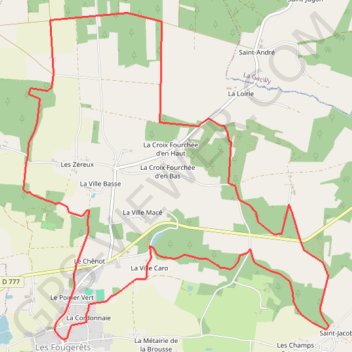 Itinéraire Circuit des Landes - Les Fougerêts, distance, dénivelé, altitude, carte, profil, trace GPS