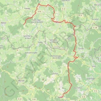 Itinéraire Haut Beaujolais 33Km 2e Jour, distance, dénivelé, altitude, carte, profil, trace GPS
