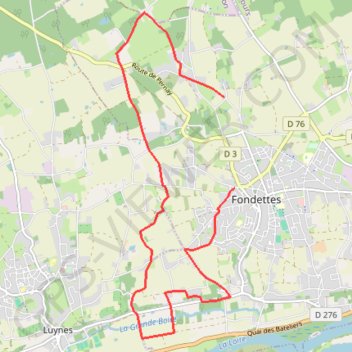 Itinéraire Autour de Fondettes, distance, dénivelé, altitude, carte, profil, trace GPS