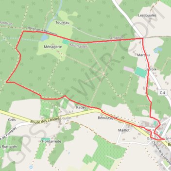Itinéraire Xaintrailles, la balade du château - Pays d'Albret, distance, dénivelé, altitude, carte, profil, trace GPS
