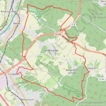 Itinéraire Frépillon, distance, dénivelé, altitude, carte, profil, trace GPS