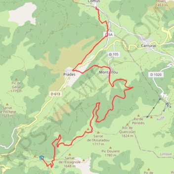 Itinéraire Refuge de la Chioula - Comus (Grande Traversée), distance, dénivelé, altitude, carte, profil, trace GPS