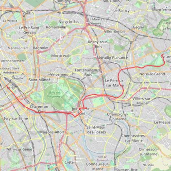 Itinéraire Pont de Chetivet - Paris - via les Berges de Marne, distance, dénivelé, altitude, carte, profil, trace GPS