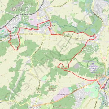Itinéraire Lardy - Ferté-Alais, distance, dénivelé, altitude, carte, profil, trace GPS