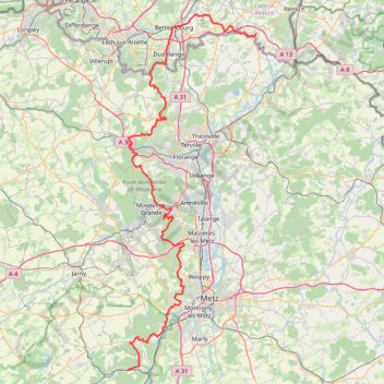Itinéraire GR5 De Mondorff (Moselle) à Bayonville-Sur-Mad (Meurthe-et-Moselle), distance, dénivelé, altitude, carte, profil, trace GPS