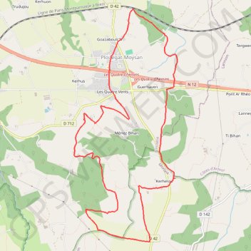 Itinéraire Ménez Meur - Plouégat, distance, dénivelé, altitude, carte, profil, trace GPS