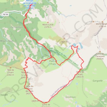 Itinéraire Cime Valette, distance, dénivelé, altitude, carte, profil, trace GPS