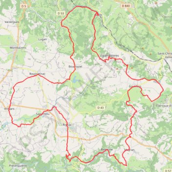 Itinéraire Circuit route du Pays Rignacois, distance, dénivelé, altitude, carte, profil, trace GPS