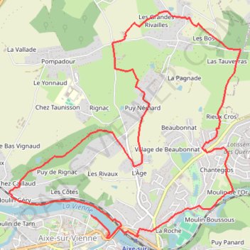 Itinéraire Circuit des puys et vallée en pays d'Aixe, distance, dénivelé, altitude, carte, profil, trace GPS