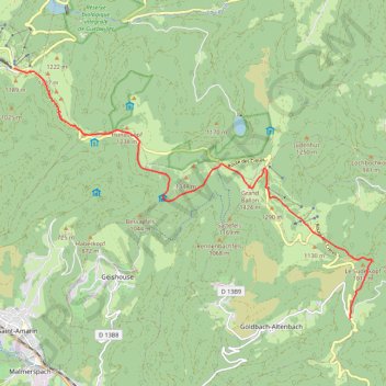 Itinéraire GR5 Markstein - Col Amic, distance, dénivelé, altitude, carte, profil, trace GPS
