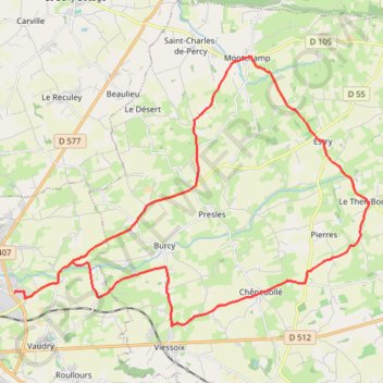 Itinéraire Boucle de Vire à Estry via Montchamp, distance, dénivelé, altitude, carte, profil, trace GPS