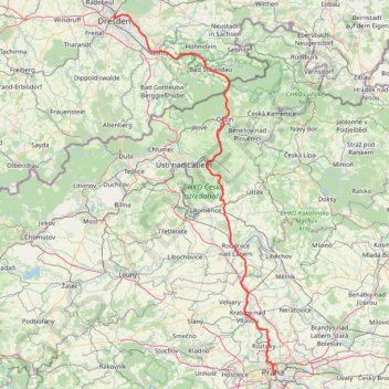 Itinéraire Trasa z Prague (Praha) do Dresden Albertplatz, distance, dénivelé, altitude, carte, profil, trace GPS