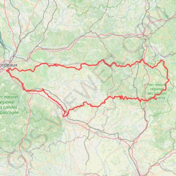 Itinéraire Cyclocamping en Aquitaine, distance, dénivelé, altitude, carte, profil, trace GPS