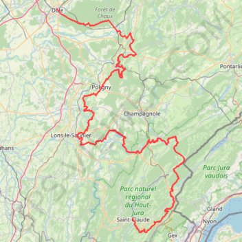 Itinéraire Echappée jurassienne, distance, dénivelé, altitude, carte, profil, trace GPS