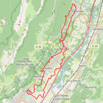 Itinéraire Château du Touvet - Crolles, distance, dénivelé, altitude, carte, profil, trace GPS