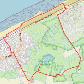 Itinéraire Kleiputten Wenduine, distance, dénivelé, altitude, carte, profil, trace GPS