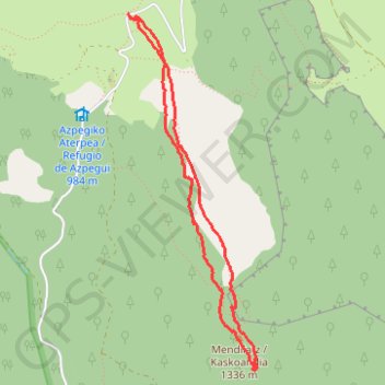 Itinéraire MENDILATZ depuis le col d'AZPEGI, distance, dénivelé, altitude, carte, profil, trace GPS