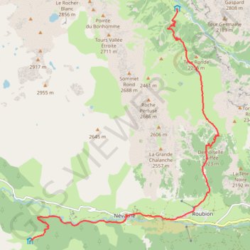 Itinéraire Tour du Mont Thabor, j2, de I Re Magi au refuge Buffère, distance, dénivelé, altitude, carte, profil, trace GPS