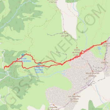 Itinéraire La Goenne par le col des Porthets (Aravis), distance, dénivelé, altitude, carte, profil, trace GPS