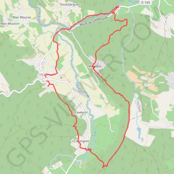 Itinéraire Verfeuil - Montèze, distance, dénivelé, altitude, carte, profil, trace GPS