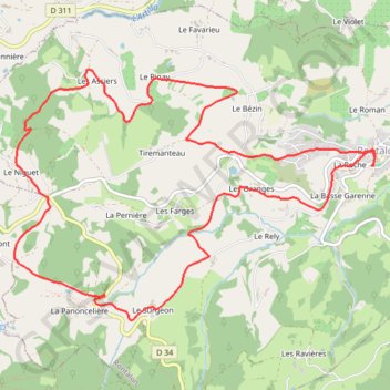 Itinéraire Rontalon (69), distance, dénivelé, altitude, carte, profil, trace GPS