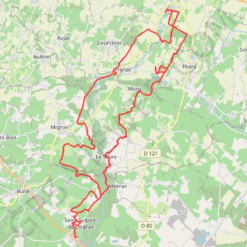 Itinéraire St Sulpice vers Matha 44 kms, distance, dénivelé, altitude, carte, profil, trace GPS