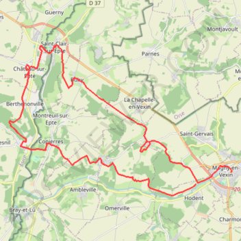 Itinéraire Magny - Saint Clair-sur-Epte, distance, dénivelé, altitude, carte, profil, trace GPS