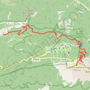 Itinéraire Ascension nord du mont Ventoux par le GR4, distance, dénivelé, altitude, carte, profil, trace GPS