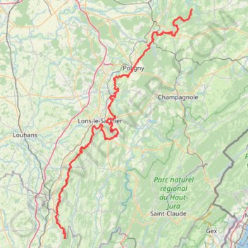 Itinéraire Jura français entre Alaise et Cuisiat, distance, dénivelé, altitude, carte, profil, trace GPS