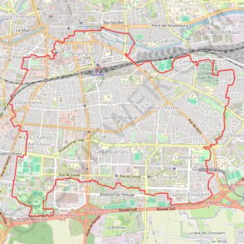 Itinéraire Circuit urbain de Rennes sud, distance, dénivelé, altitude, carte, profil, trace GPS