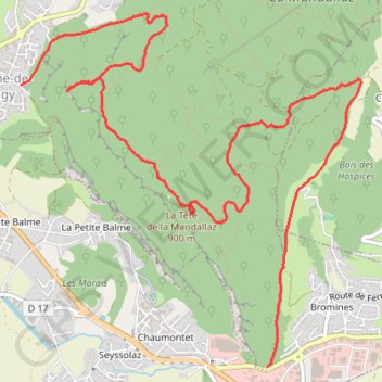 Itinéraire Tour sur la Mandallaz, distance, dénivelé, altitude, carte, profil, trace GPS