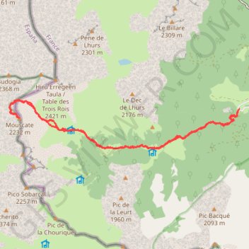 Itinéraire Mouscate invernal, distance, dénivelé, altitude, carte, profil, trace GPS