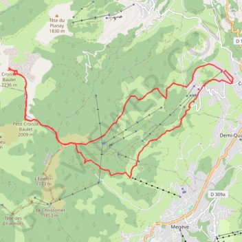 Itinéraire Le Grand Croise Baulet, distance, dénivelé, altitude, carte, profil, trace GPS