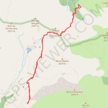 Itinéraire Rando Millefond-Lac de Barn, distance, dénivelé, altitude, carte, profil, trace GPS