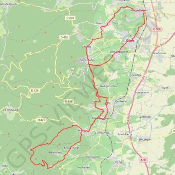 Itinéraire Entre Bischoffsheim et Ungersberg, distance, dénivelé, altitude, carte, profil, trace GPS